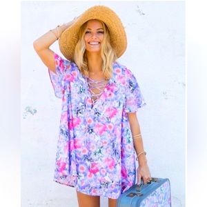 Show Me Your Mumu - Kylie Lace Up Floral Dress Small